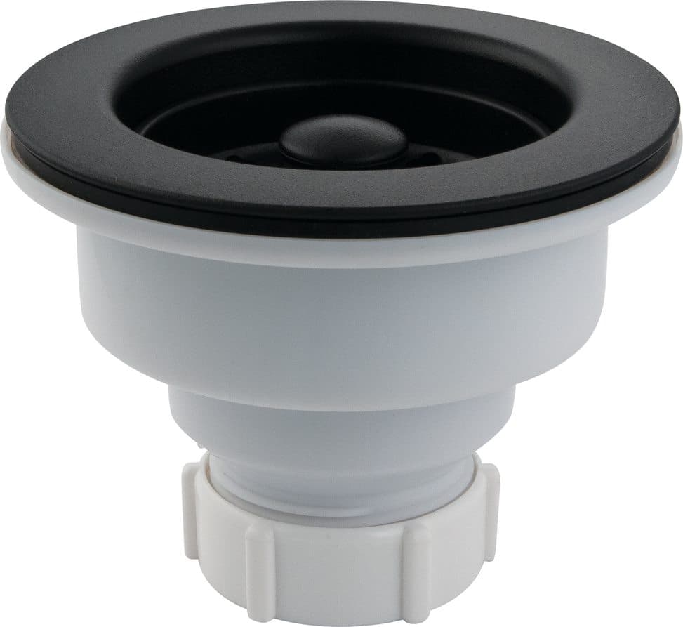PlumbShop Basket Strainer Assy for Kitchen Sinks, Matte Black
