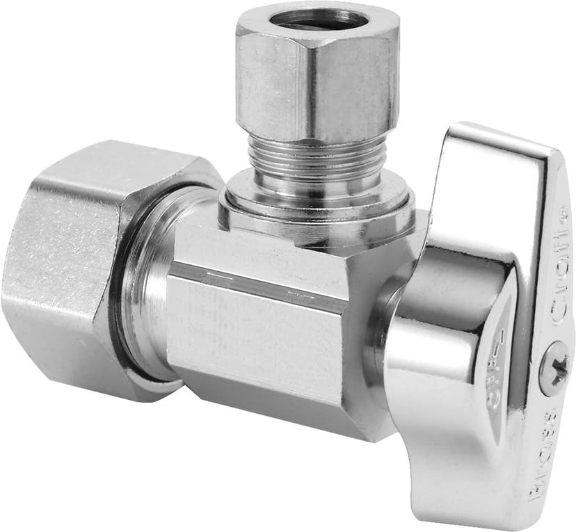 BrassCraft Angle Valve, 1/2 in. Nom Comp x 3/8 in. O.D. Comp, Chrome