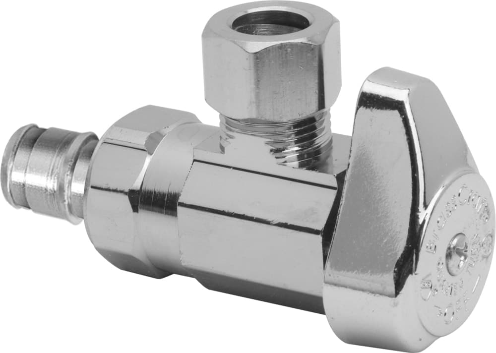 BrassCraft Angle Valve, 1/2 in. Nom Cold Expansion PEX Barb x 3/8 in. O.D. Comp, Chrome