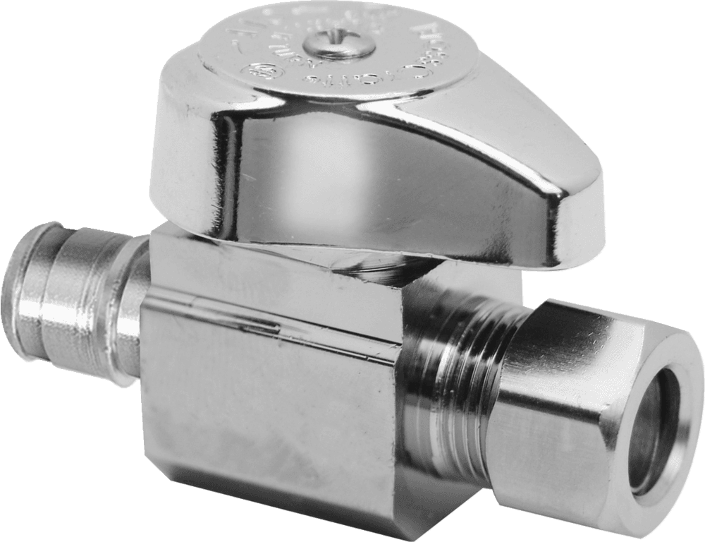 BrassCraft Straight, Valve, 1/2 in. Nom Cold Expansion PEX Barb x 3/8 in. O.D. Comp, Chrome