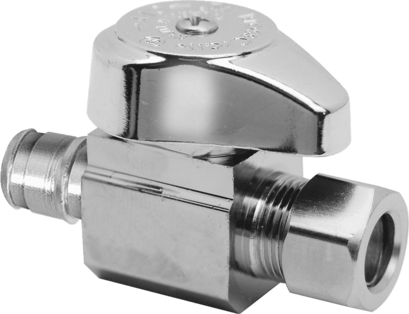 BrassCraft Straight, Valve, 1/2 in. Nom Cold Expansion PEX Barb x 3/8 in. O.D. Comp, Chrome