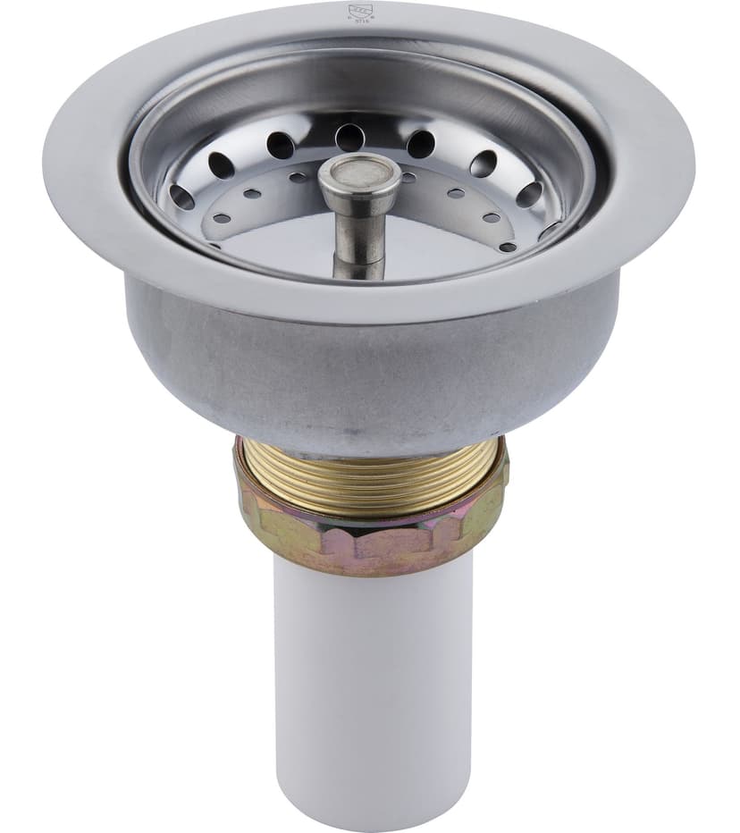 PlumbShop Assembled Kitchen Basket Strainer, Chrome Finish