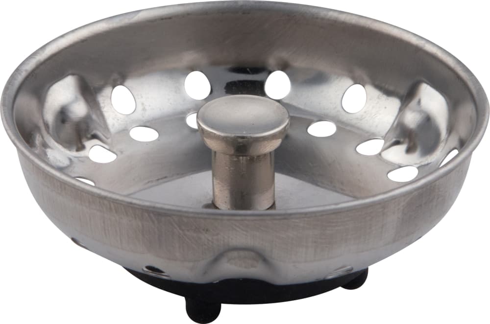 PlumbShop Stainless Steel Kitchen Basket Strainer, Chrome Finish