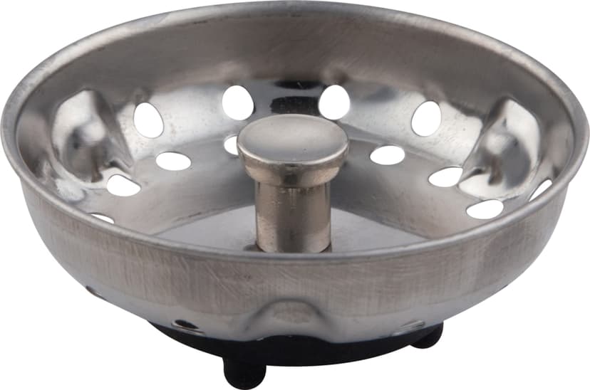 PlumbShop Stainless Steel Kitchen Basket Strainer, Chrome Finish