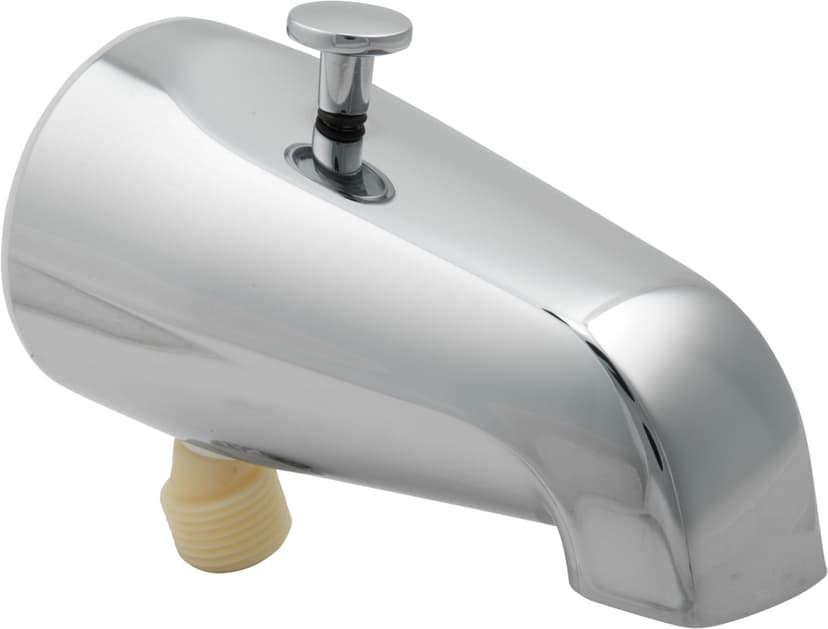 PlumbShop Diverter Tub Spout, Thread-On with Outlet, Chrome