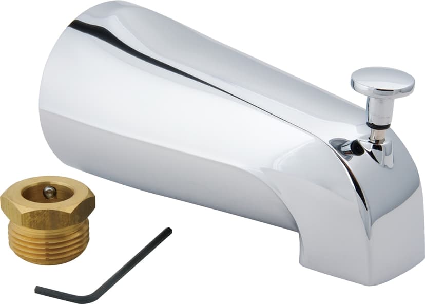 PlumbShop Diverter Tub Spout with 1/2-in FIP Adapter, 3/4-in FIP Inlet, Chrome