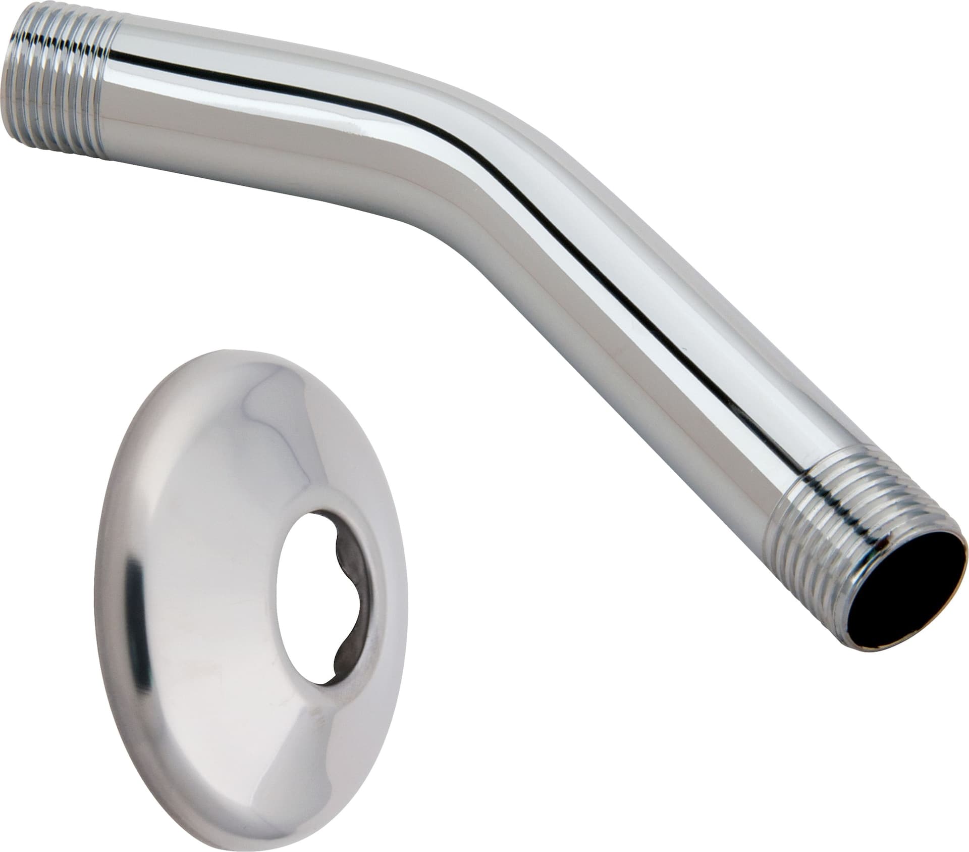 PlumbShop Metal Shower Arm & Flange, Chrome, 1/2-in MIP x 6-in