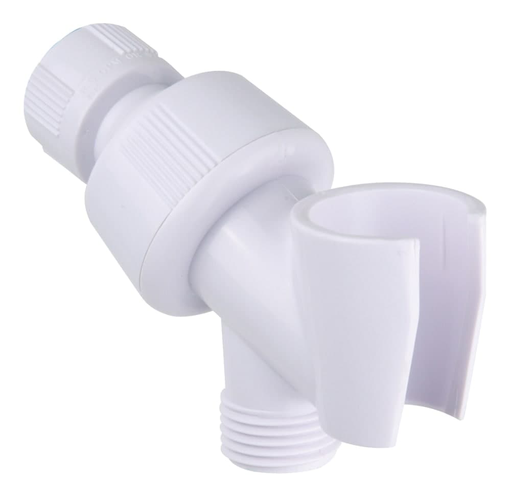 PlumbShop Shower Arm Bracket with Swivel, Universal Fit, White