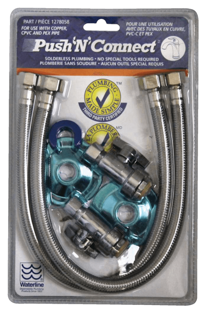 Waterline Push'NConnect Faucet Hook-up Kit with Angle Stop