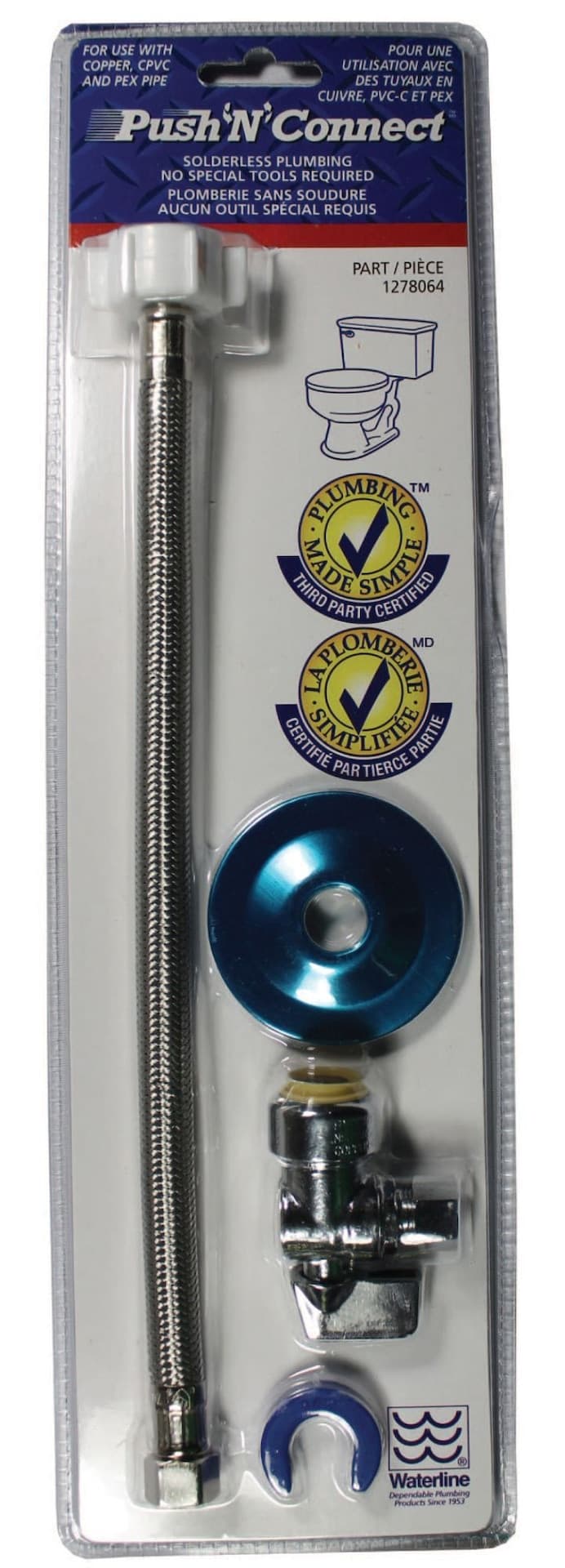 Push'N'Connect Toilet Hook-Up Kit with Angle Stop