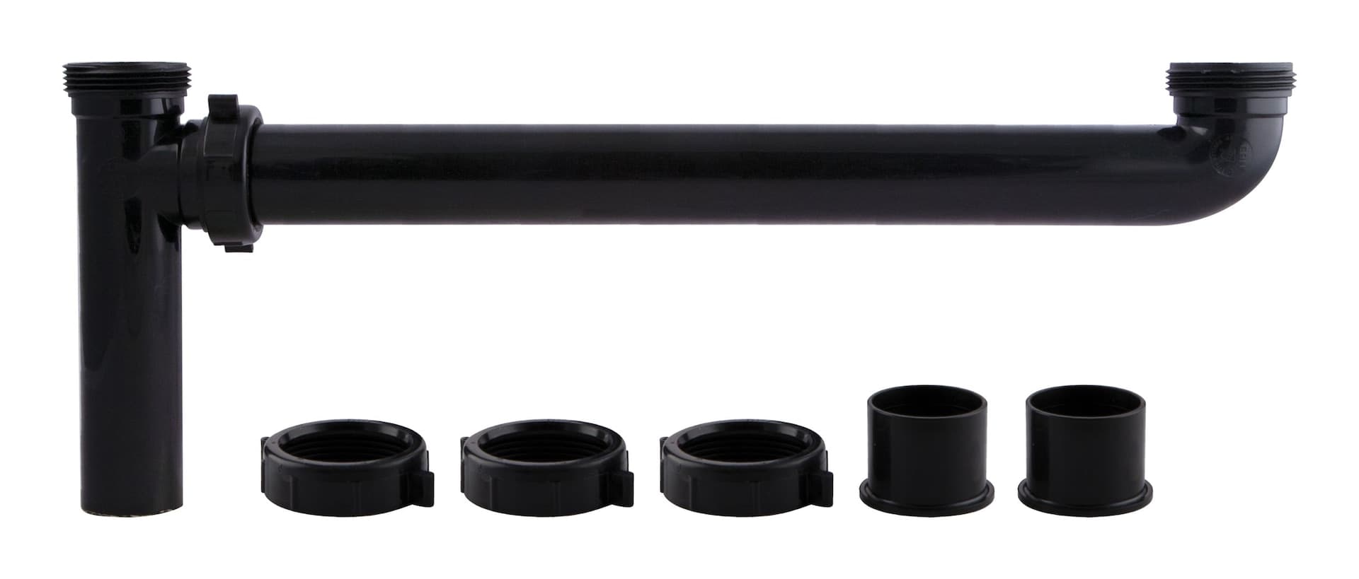 PlumbShop Continuous Waste Kit End Outlet, Black, 1-1/2 x 1-1/2 x 16-in