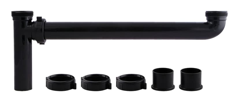 PlumbShop Continuous Waste Kit End Outlet, Black, 1-1/2 x 1-1/2 x 16-in