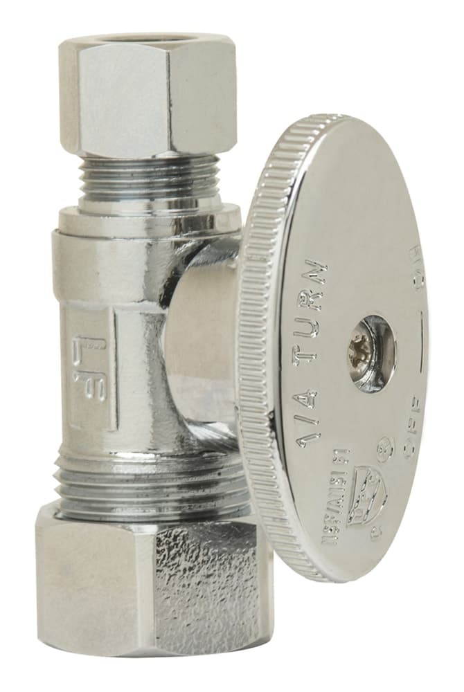 PlumbShop Chrome Plating Mini Valve, 1/2-in Nom. Comp x 3/8-in OD Comp