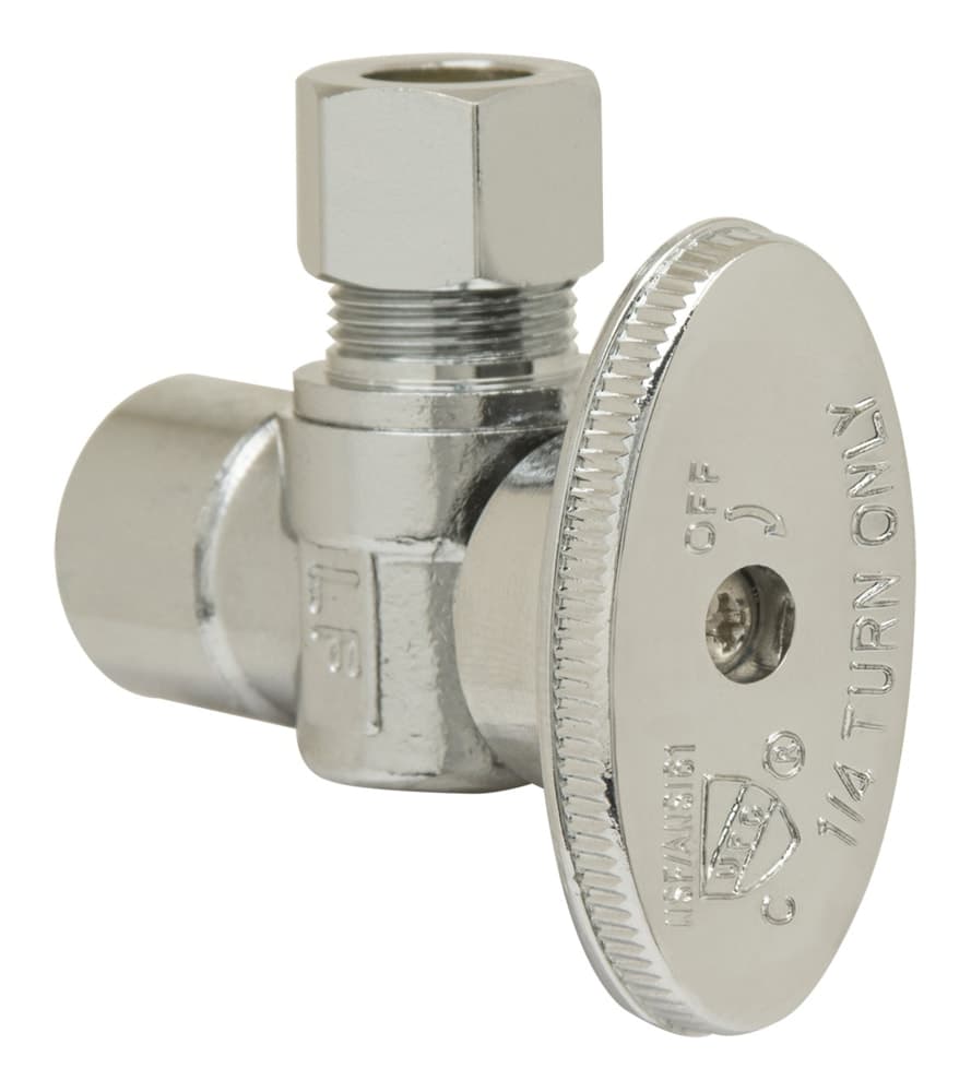 PlumbShop Chrome Plating Mini Valve, Elbow Shape, 1/2-in Nom. Sweat x 3/8-in OD Comp