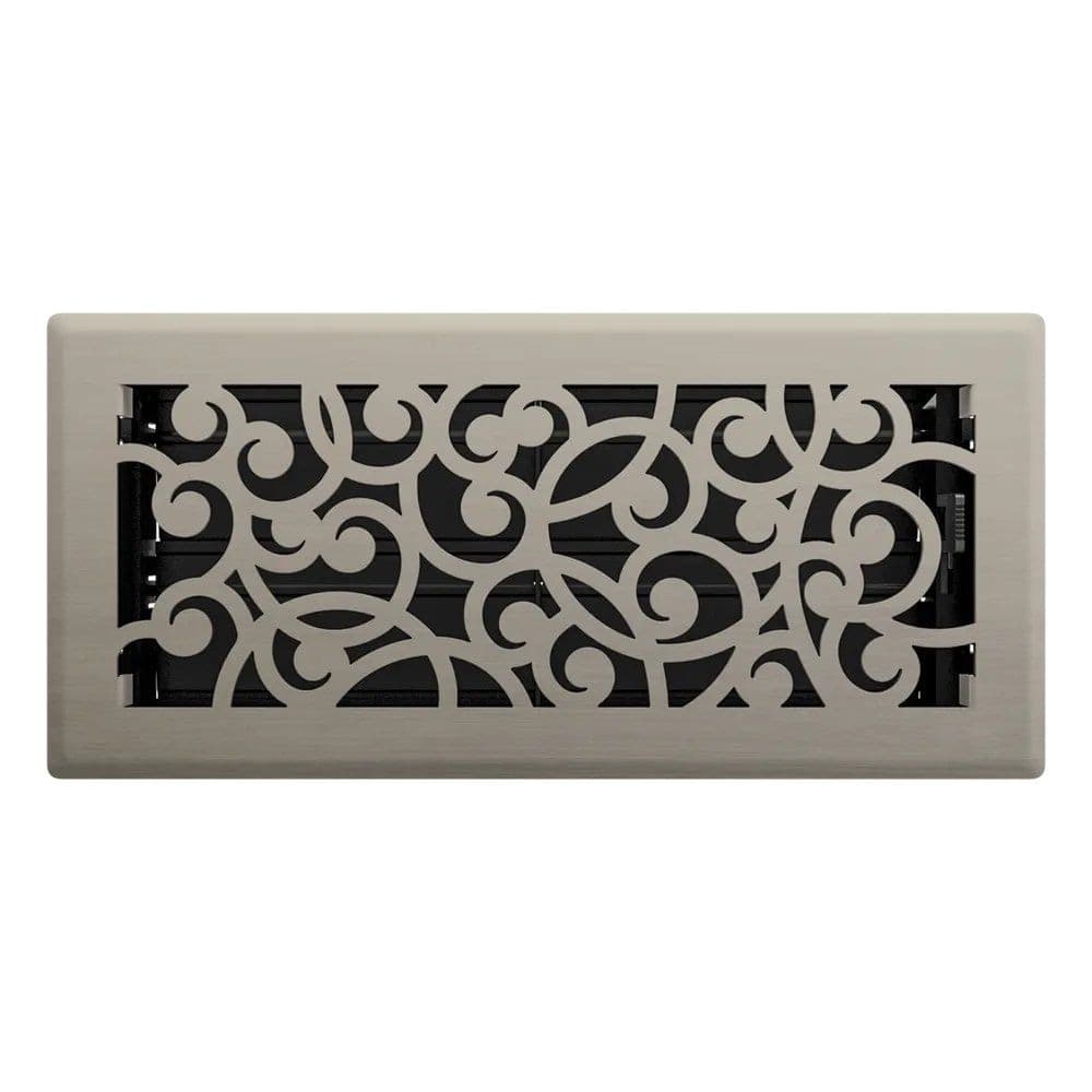 Imperial Wonderland Decorative Steel Floor Register, Adjustable, Brushed Nickel, 3 x 10-in