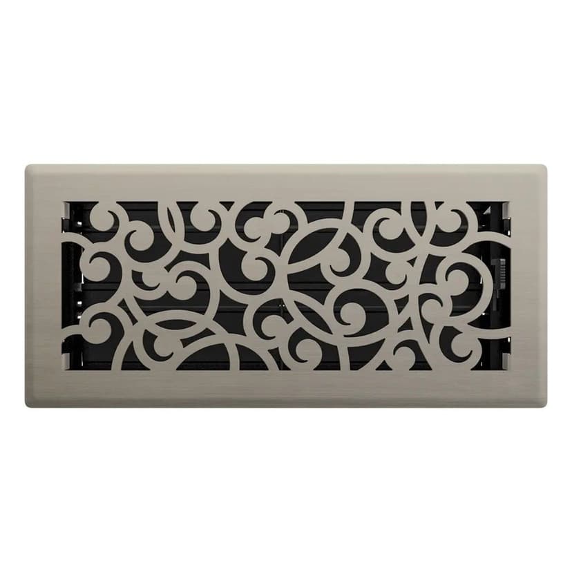 Imperial Wonderland Decorative Steel Floor Register, Adjustable, Brushed Nickel, 3 x 10-in