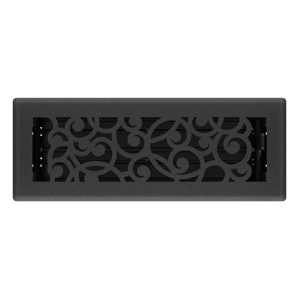 Imperial Wonderland Decorative Steel Floor Register, Adjustable, Black Iron, 3 x 10-in