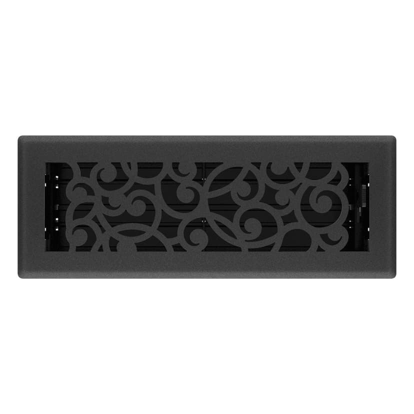Imperial Wonderland Decorative Steel Floor Register, Adjustable, Black Iron, 3 x 10-in