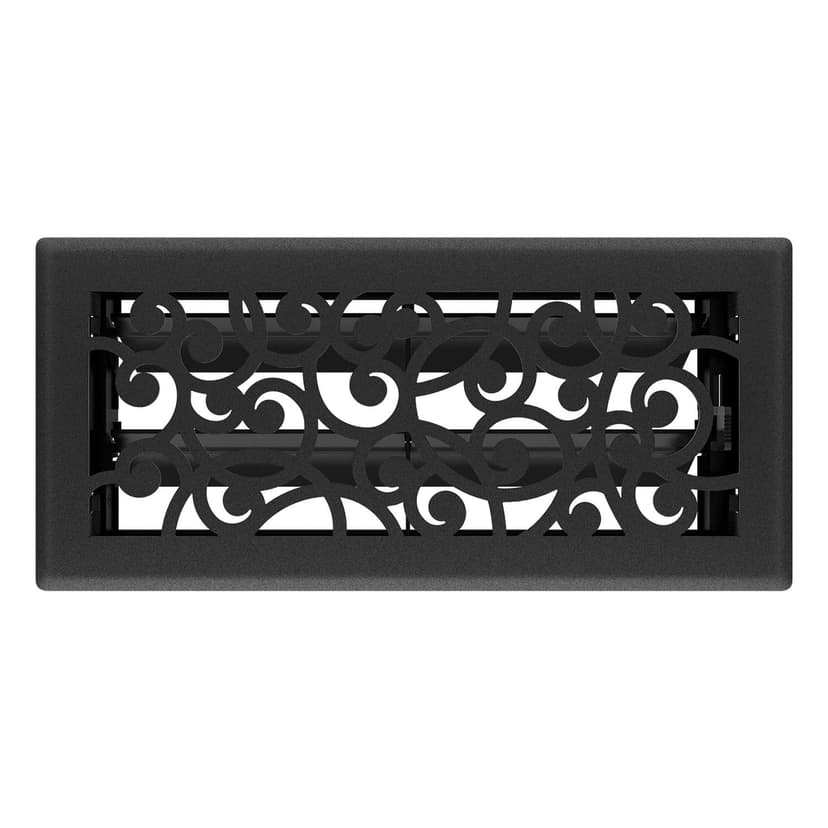 Imperial Wonderland Decorative Steel Floor Register, Adjustable, Black Iron, 4 x 10-in