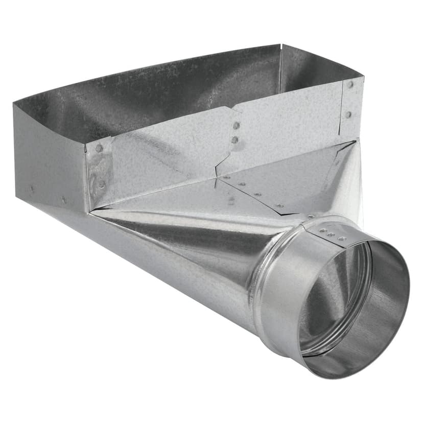 Imperial Angle Boot, Right-Angle Transition From Round Pipe, Galvanized Steel, 4 x 10-in, 4-in Diameter, 90-Degree