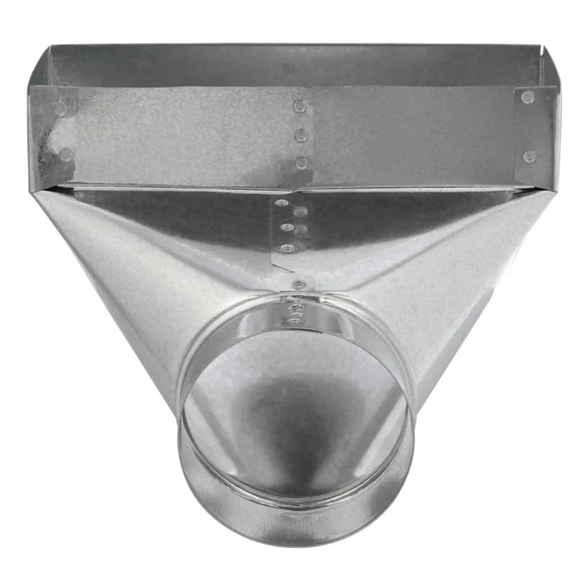 Imperial Angle Boot, Right-Angle Transition From Round Pipe, Galvanized Steel, 90-Degree, 4 x 10-in, 5-in Diameter
