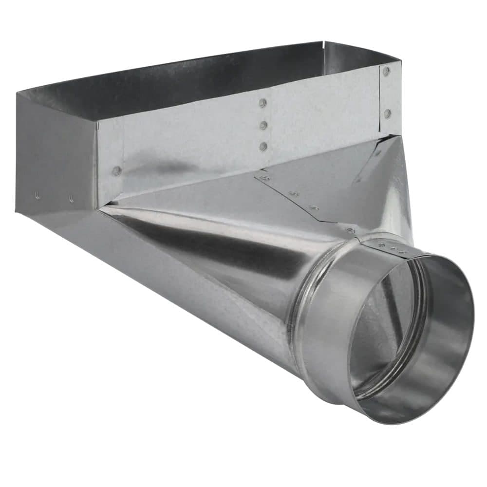 Imperial Angle Boot, Right-Angle Transition From Round Pipe, Galvanized Steel, 90-Degree, 3 x 10-in, 5-in Diameter