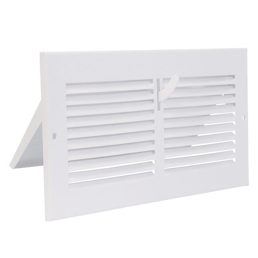 Imperial Steel Sidewall Register with Damper & Mounting Holes, White, 10 x 4-in