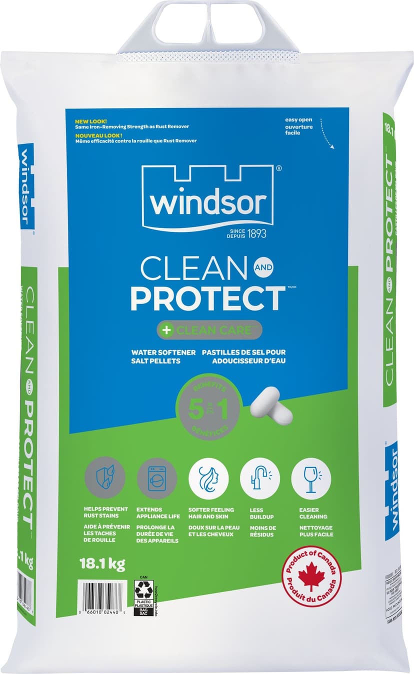 Windsor Salt Clean and Protect + Clean Care Water Softener Pellets, 18.1-kg
