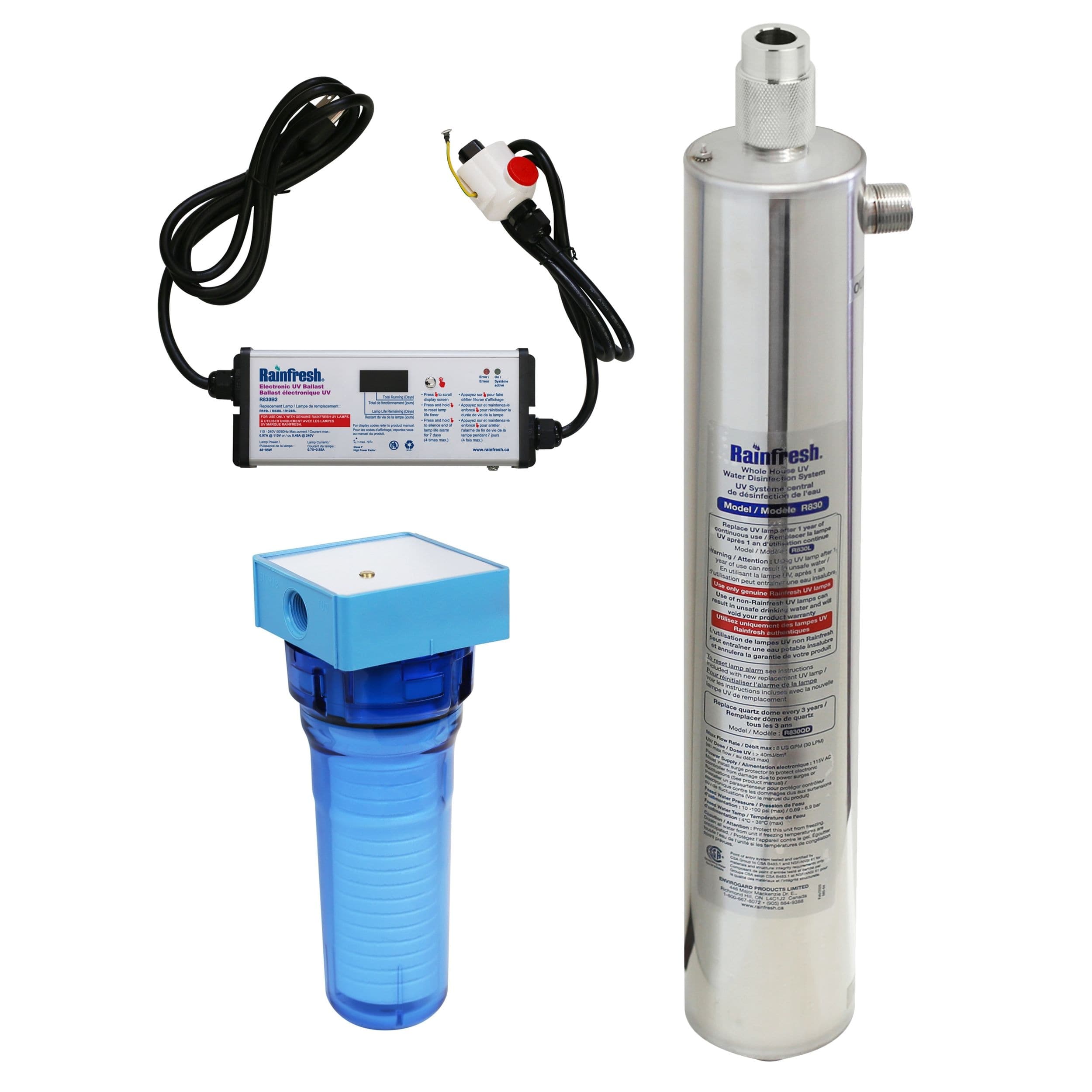Rainfresh R830F Whole House UV Water Disinfection System, Pre-Filter Included