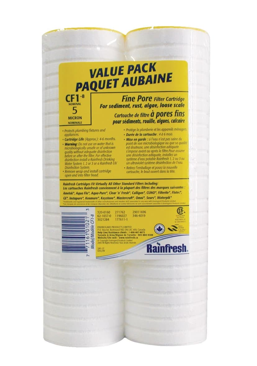 Rainfresh Fine Pore Filter Cartridge, CF1-8, 5-micron, 2-pk