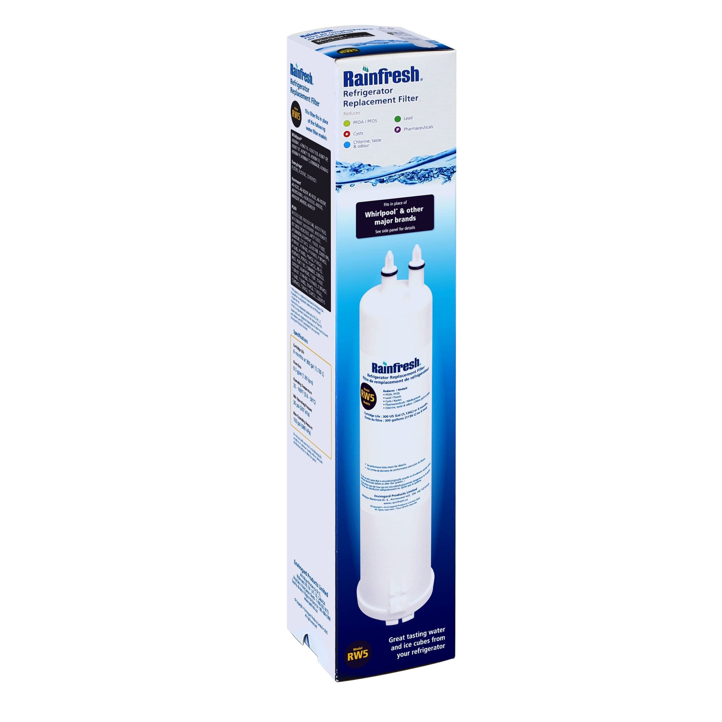 Rainfresh Fridge Filter for Whirlpool*, Everydrop*, Pur* and Kenmore* fridges