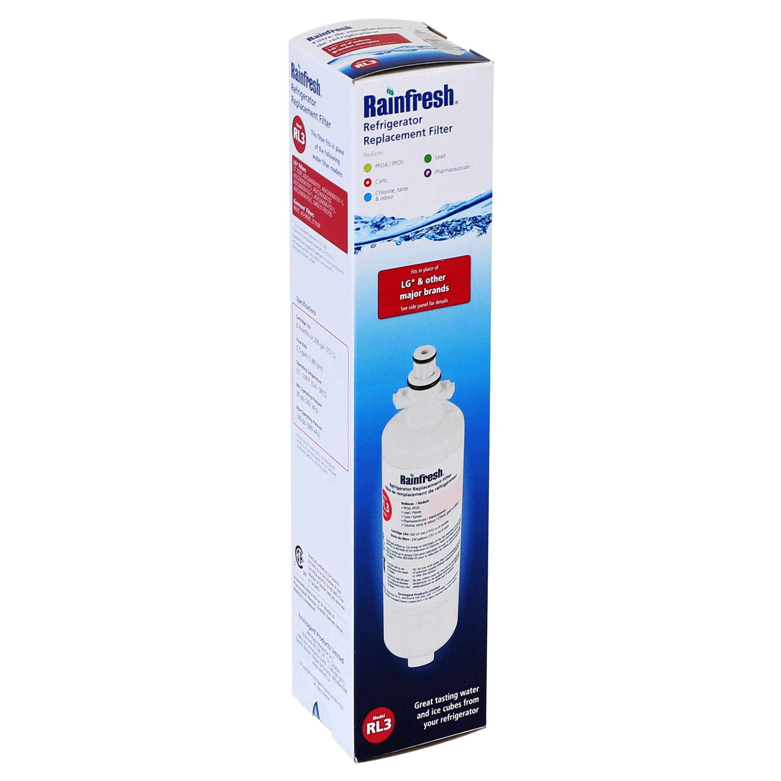 Rainfresh RL3 Fridge Replacement Water Filter for LG Fridges