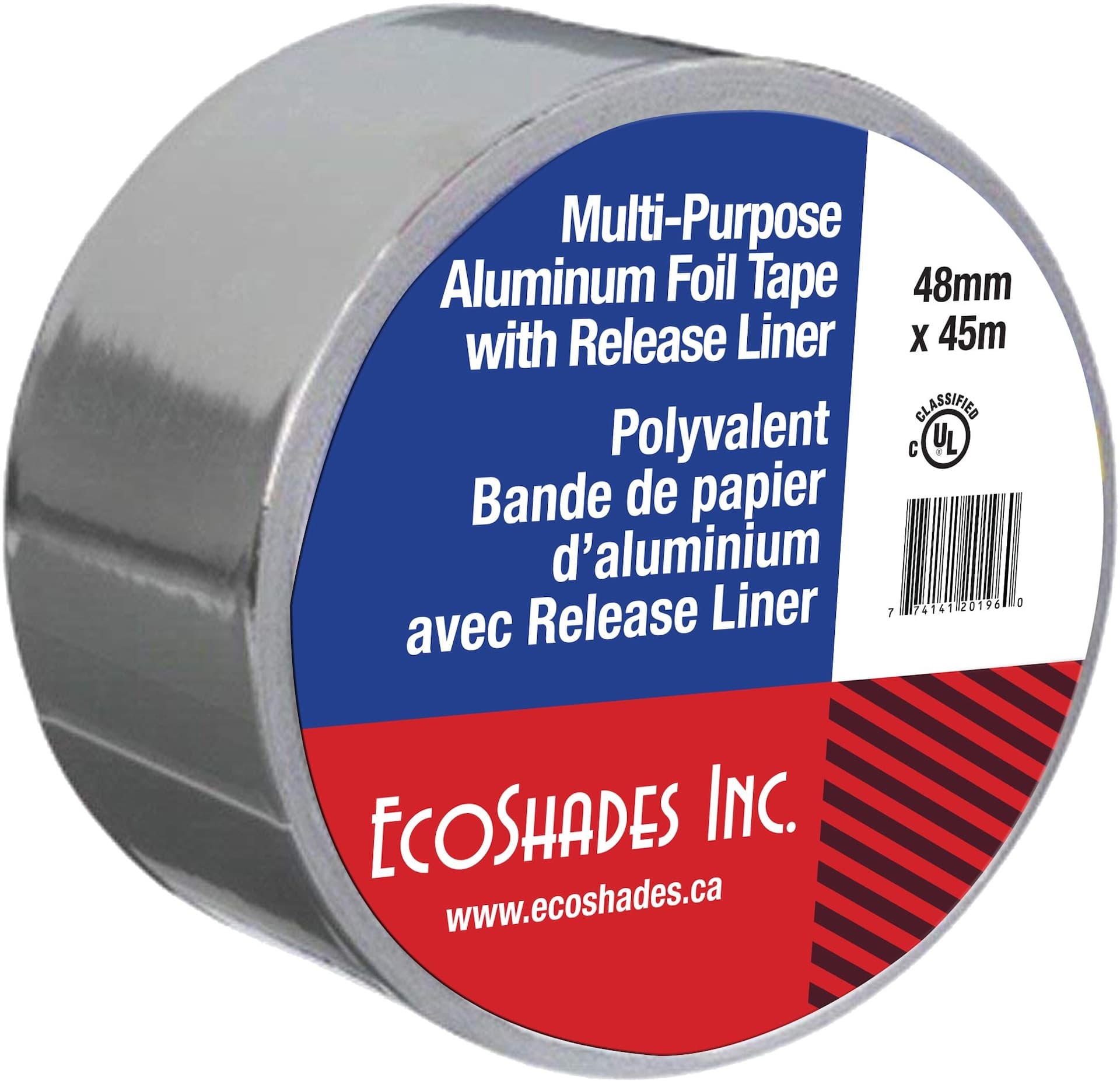 Ecoshades Reflecto-Foil Aluminum Multi-Purpose Foil Tape with Release Liner, 2-in x 150-ft, Grey