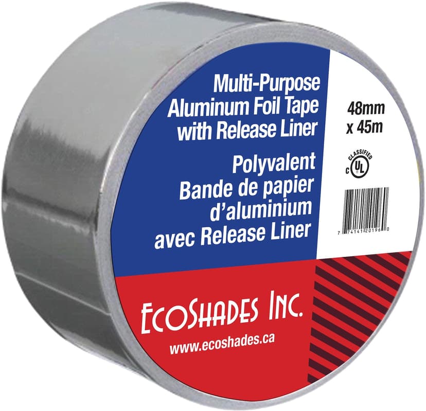 Ecoshades Reflecto-Foil Aluminum Multi-Purpose Foil Tape with Release Liner, 2-in x 150-ft, Grey