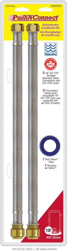 Waterline PushNConnect 406634 Gas/Electric Water Heater Installation Kit, 2-pk