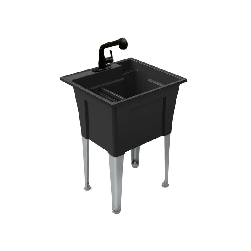 Technoform RuggedTub 24-in Heavy-Duty Black Utility Laundry Tub