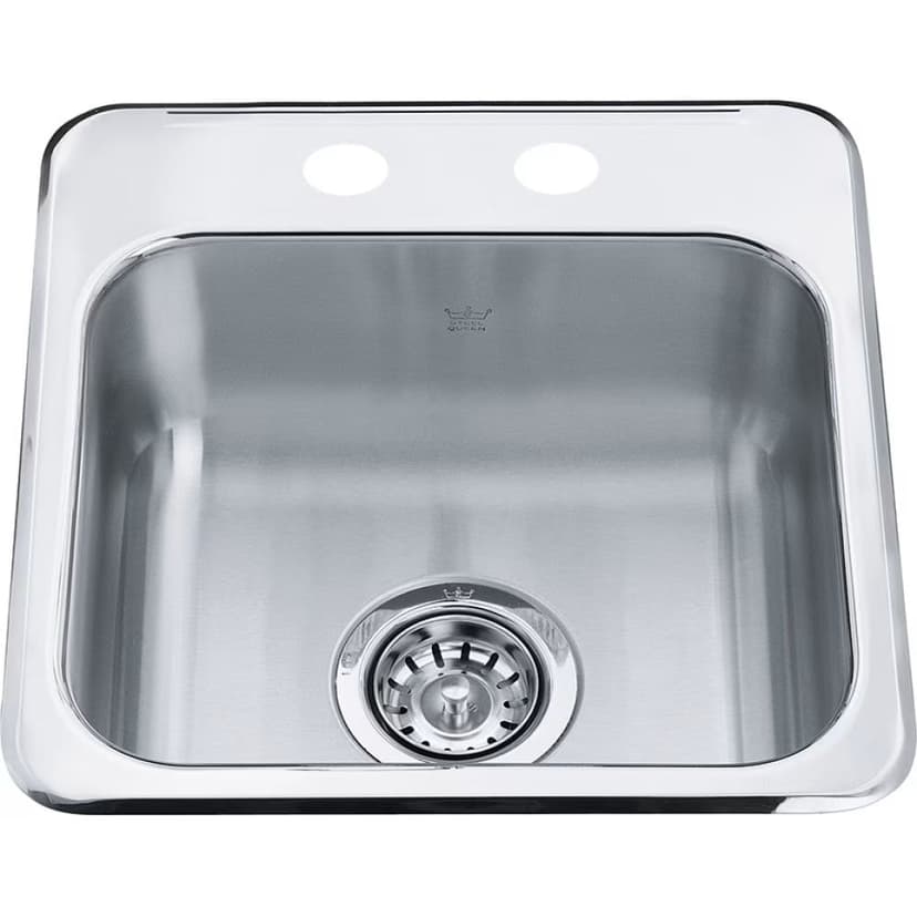 Kindred Steel Queen Drop In Single Bowl 2-Hole Hospitality Sink, 15.13-in x 15.44-in x 6-in, Stainless Steel