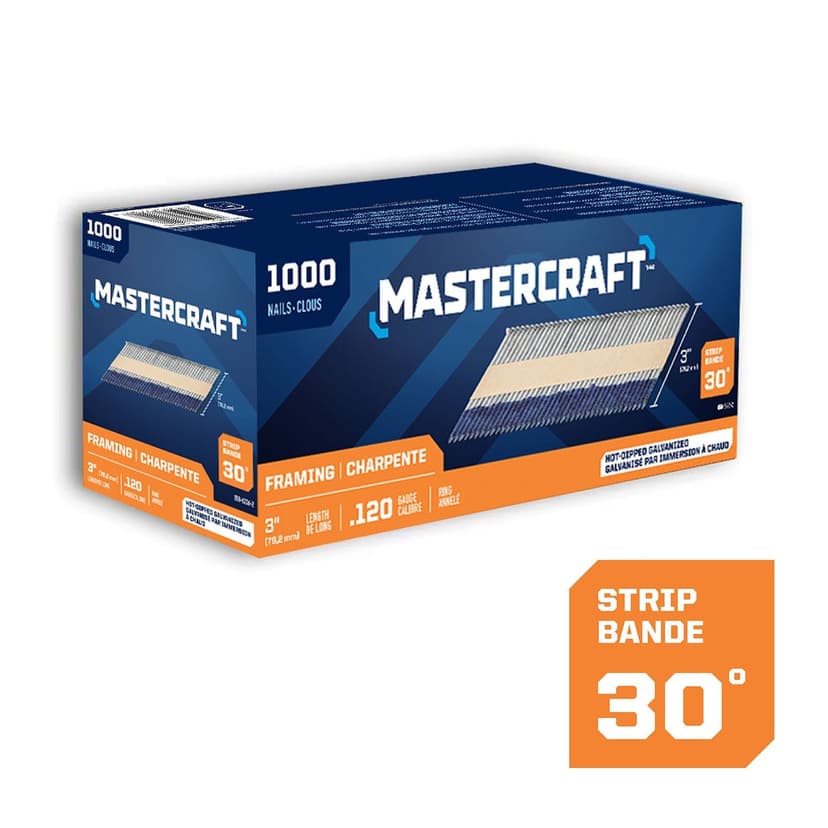 Mastercraft 3-in x .120-Gauge 30-Degree Hot Dip Galvanized Ring Shank Paper Tape Framing Nails (1000 per Box)