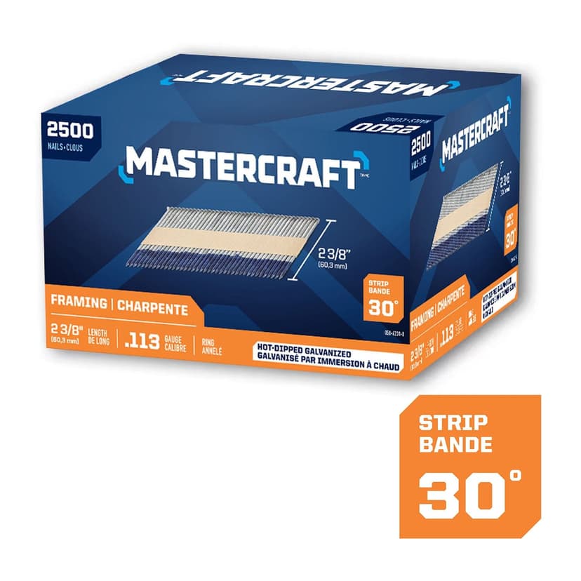 Mastercraft 2-3/8-in x .113-Gauge 30-Degree Hot Dip Galvanized Ring Shank Paper Tape Framing Nails (2500 per Box)