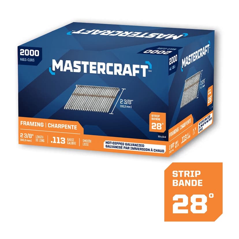 Mastercraft 2-3/8-in x .113-Gauge 28-Degree Hot Dip Galvanized Smooth Shank Wire Weld Framing Nails (2000 per Box)