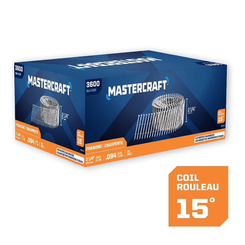 Mastercraft 2-1/4-in x .094-Gauge 15-Degree Hot Dip Galvanized Ring Shank Wire Framing Nails (3600 per Box)