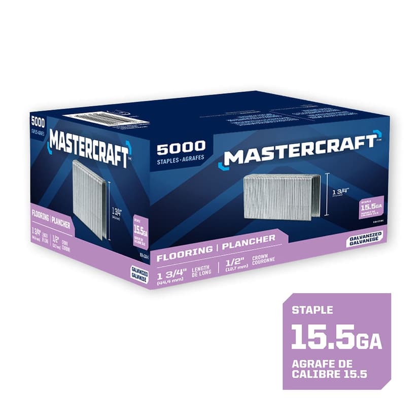 Mastercraft 1-3/4-in x 1/2-in 15.5-Gauge Galvanized Hardwood Flooring Staples (5000 per Box)