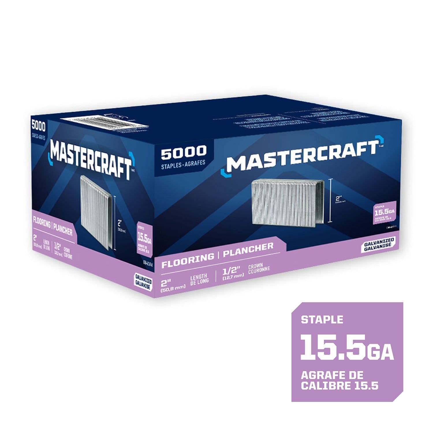 Mastercraft 2-in x 1/2-in 15.5-Gauge Galvanized Hardwood Flooring Staples (5000 per Box)