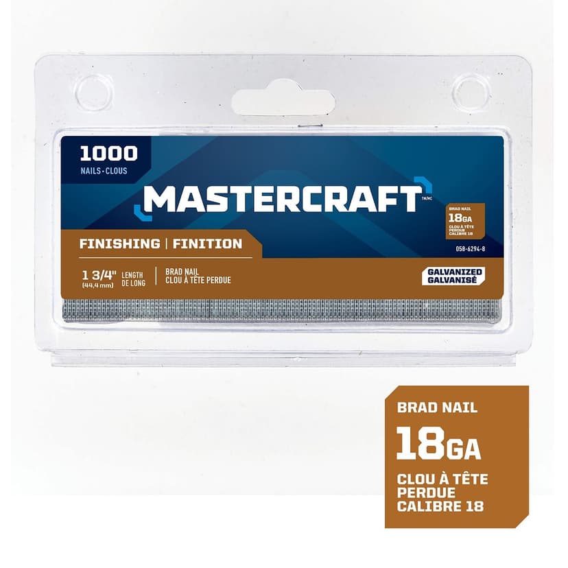 Mastercraft 1-3/4-in x 18-Gauge Galvanized Steel Finishing Brad Nails (1000-Pack)