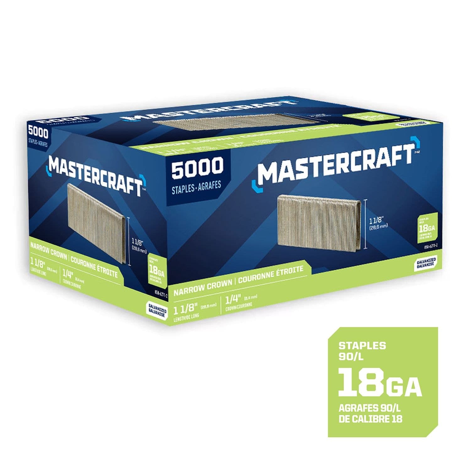 Mastercraft 1-1/8-in x 1/4-in 18-Gauge Galvanized Narrow Crown Staples (5000 Pieces)