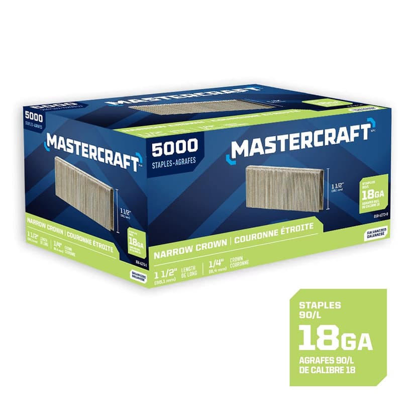Mastercraft 1-1/2-in x 1/4-in 18-Gauge Galvanized Narrow Crown Staples (5000 Pieces)