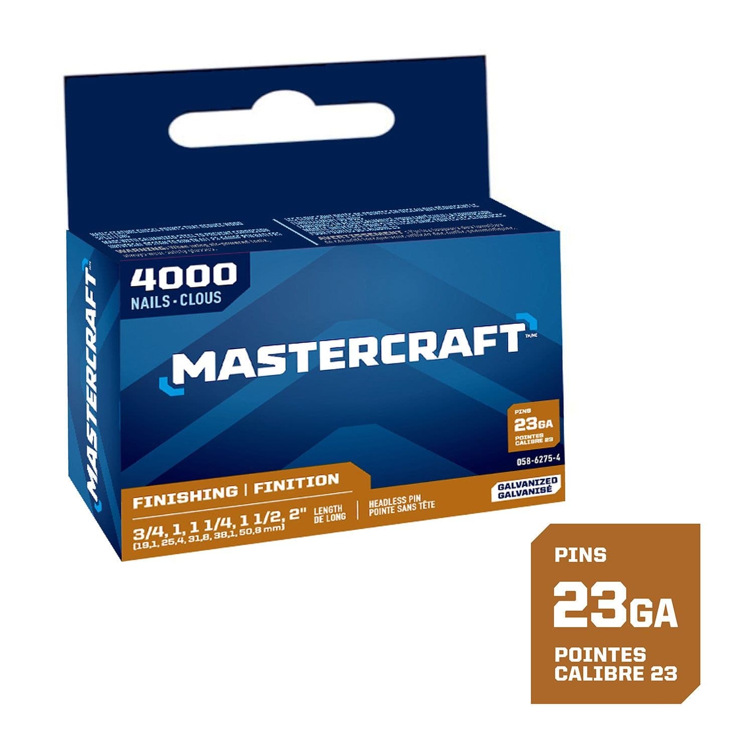 Mastercraft 23-Gauge Galvanized Finishing Pin Nails Variety Pack (4000-Pack)