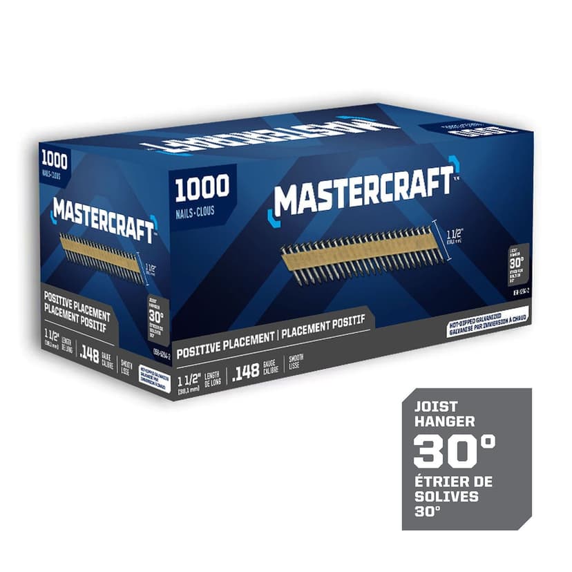 Mastercraft 1-1/2-in x .148-Gauge 30-Degree Hot Dip Galvanized Smooth Shank Positive Placement Nails (1000 per Box)