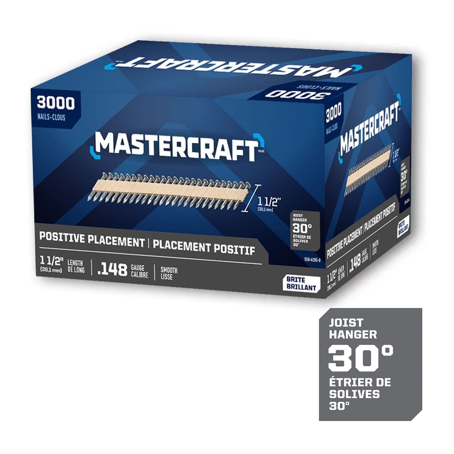 Mastercraft 1-1/2-in x .148-Gauge 30-Degree Brite Smooth Shank Positive Placement Nails (3000 per Box)