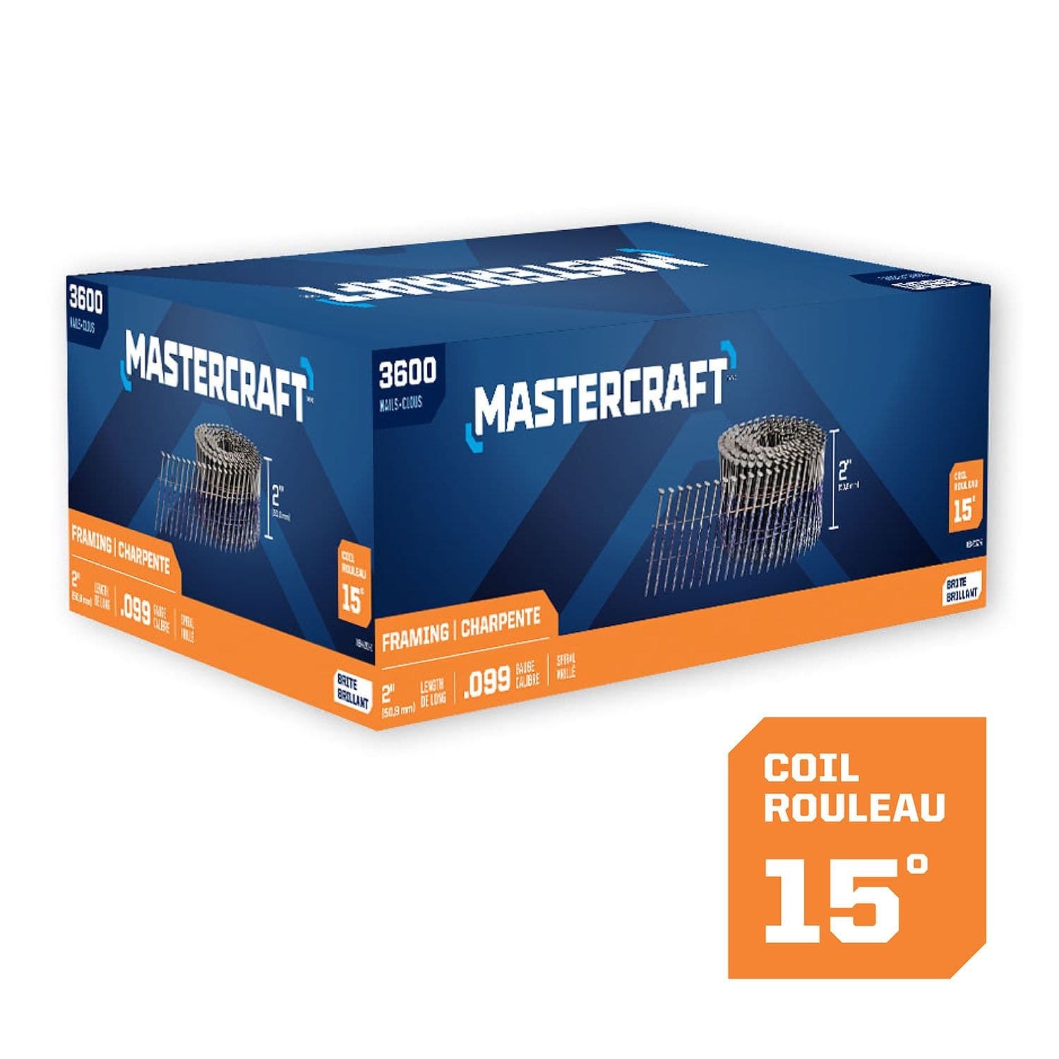 Mastercraft 2-in x .099-Gauge 15-Degree Brite Spiral Shank Wire Framing Nails (3600 per Box)